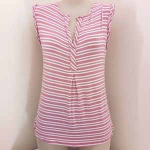 Loveappella Pink and White Striped Sleeveless Top Sz XS